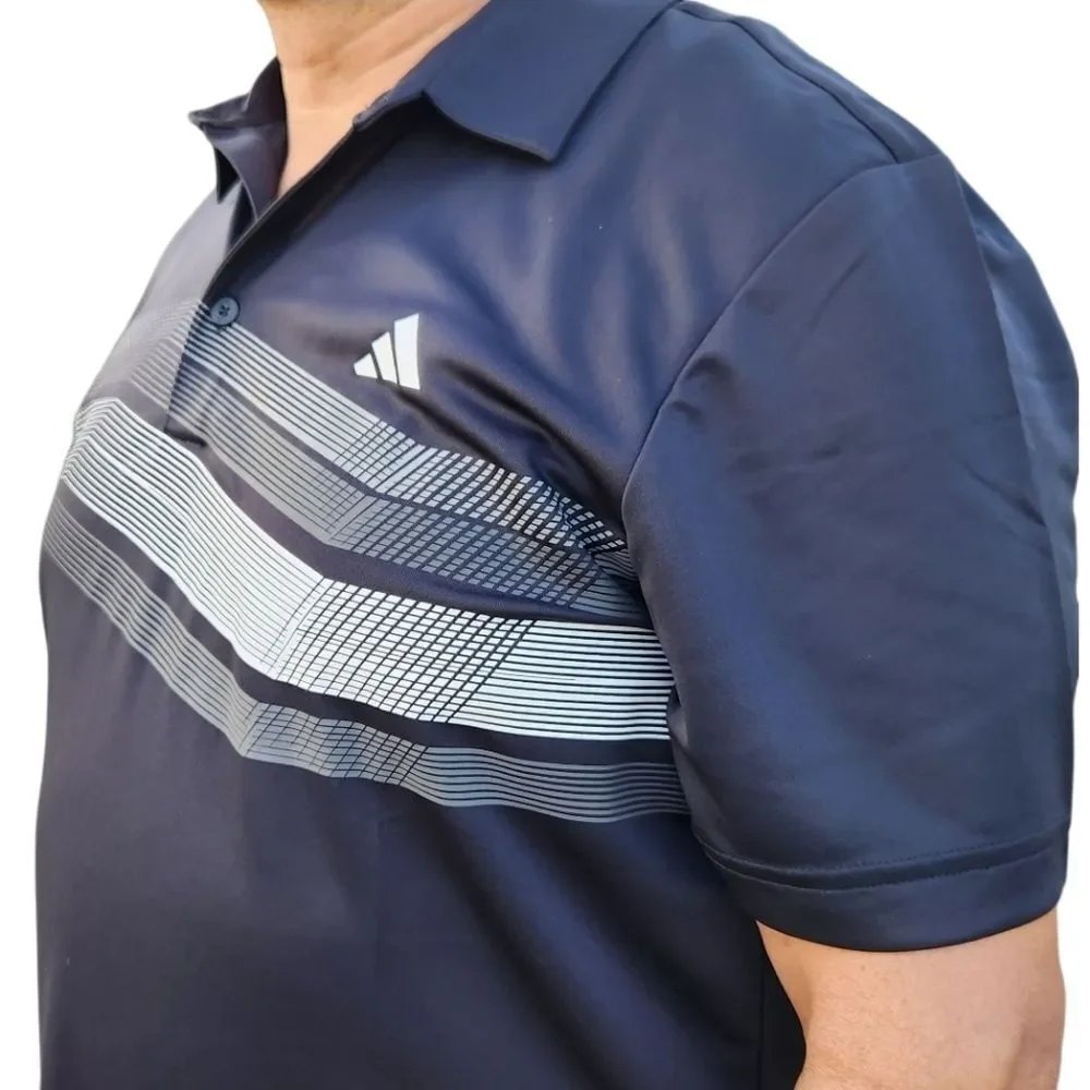 NWT Adidas Men's Classic Polo/Casual Shirts Stripes Stretch Short Sleeve Size L - Picture 2 of 7